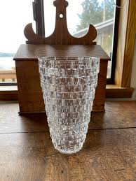 Large Lead Crystal Vase Brick Pattern Vintage - Etsy