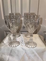 VINTAGE SET OF 4 Crystal Glasses 2 Water 2 Wine Cut Crystal Wine Glasses Barware Stemware Crystal Water Glasses - Etsy