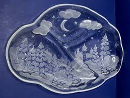 Vintage WALTHER GLAS Winter Holiday Platter -- 3 ...