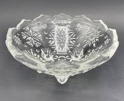 Mikasa 6" Snowflake Footed Candy Dish Molded Clear Glass ...
