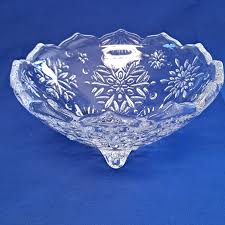 Mikasa SNOWFLAKE Glass 6" FOOTED BOWL Candy Nut Christmas ...