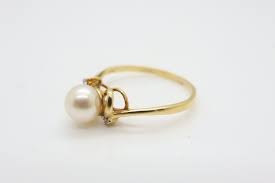 18ct Gold Pearl & Diamond Ring, Size 13.5 - Etsy
