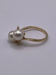 Authentic Mikimoto Dual Pearl Ring 14 Kt. Yellow Gold - Etsy