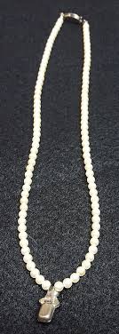 Vintage Unworn Pearl and Black Rhinestone Necklace and ...