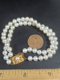 Wow! Vintage Mikimoto 18K Gold Double Strand Akoya Pearl Bracelet | eBay