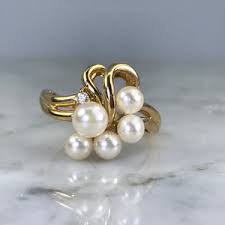 Vintage Pearl and Diamond Ring. Pearl Grape Bushel Design ...