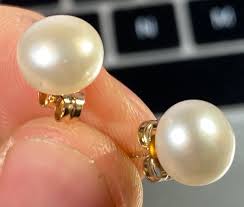 Vintage 14k Yellow Gold Dangle Pearl Drop Retro Stud ...