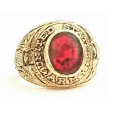 Vintage 18KT Gold Electroplated United States Army Ring Red ...