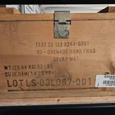 US Military M67 30 FRAG HAND GRENADE wood shipping crate box for Sale in Bonney Lake, WA - OfferUp