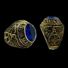 Vintage 10K Gold U.S. Navy Ring: Blue Gemstone, Size 9.5 ...