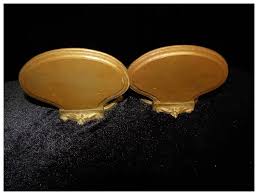 Vintage set of 2 Syroco Wood Lyre Harp Shaped Wall Shelves ...