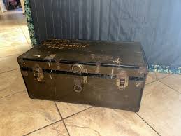 Vintage Metal Steamer Travel Storage Trunk NEEDS REPAIR was ...