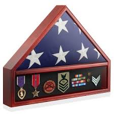 RemindedMilitary Medal &Burial Flag Shadow Box Display Case ...