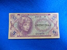 1964 Military Payment Certificate (MPC), Series 641, 5 Cents ...