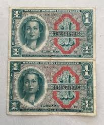 US MILITARY PAYMENT Certificates 1 dollar ND (1968) series ...
