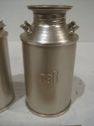 Farmhouse Metal Tin Milk Can Jug Salt & Pepper Shakers ...