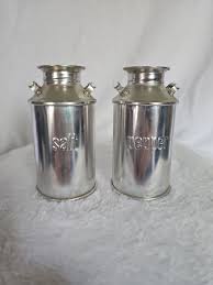 Vintage Aluminum Salt & Pepper Shakers Milk Can 4" Dairy ...