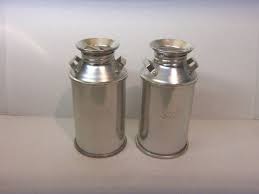 METAL MILKCAN SALT & PEPPER SHAKERS VINTAGE HONG KONG UNUSED ...