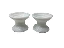 VINTAGE White Milk Glass 3.5" Tall Candle Holder Swirl ...