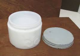 Vintage 1930's Woodbury Cold Face Cream Embossed Milk Glass Jar w/ Tin Metal Lid | eBay