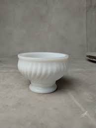 Vintage 2 1/2” White Milk Glass Ribbed Swirl Compote Candy ...
