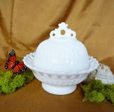 Vintage Milk Glass Ornate Dome Covered Dish Candle - Etsy