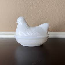 Vintage Hazel Atlas Nesting Hen Covered Dish, White Milk ...