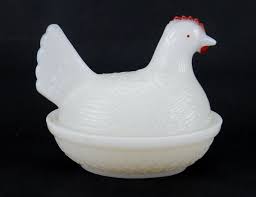 Vintage Indiana Glass Covered Candy Dish, Milk Glass, Hen ...