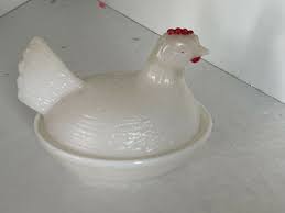 Vintage Milk Glass Hen Chicken on Nest | eBay