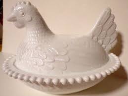 Vintage Indiana White Milk Glass Chicken Hen on Nest Covered Bowl Candy Dish | eBay