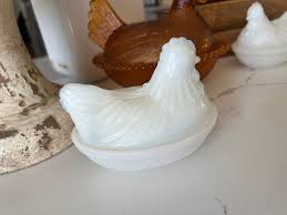 Vintage Milk Glass Hen Dish - Etsy