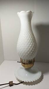 Vintage Hobnail Milk Glass Lamp Table Boudoir Hurricane 14” White Cottagecore | eBay