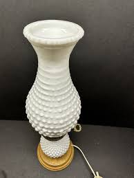 Vintage White Hobnail Milk Glass Table Lamp With Wood Base 16.25" | eBay
