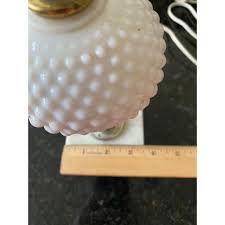 Vintage 12" High Hobnail Milk Glass Table Lamp W/ Marble ...