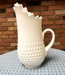 RARE Antique Vintage Fenton Hobnail Swung Milk Glass Pitcher Retro Decorative | eBay