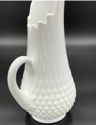 Vintage FENTON White Milk Glass, Hobnail, Swung, Stretch Pitcher, 15” | eBay