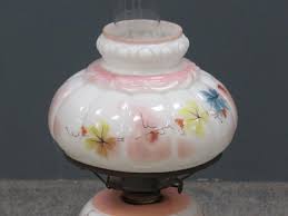 Sold at Auction: VICTORIAN HAND PAINTED OPAQUE GLASS OIL LAMP. HEIGHT 19 3/4"