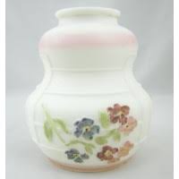 Hand-Painted Milk Glass Lamp Light Shade Globe - Embossed Flowers