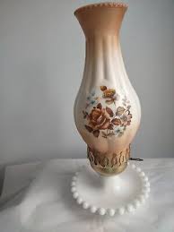 Vintage Mid Century Floral Milk Gladd Hurricane Lamp | eBay Australia