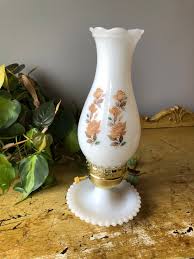 Vintage Milk Glass Hurricane Table Lamp - Etsy Norway