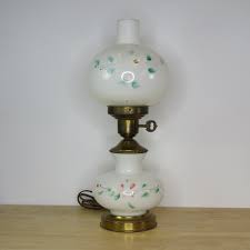 Vintage Gone with the Wind Glass Hurricane Lamp Milk Glass ...