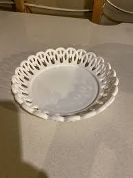 Vintage Milk Glass Reticulated Bowl Opaque Lace Edge Nice Piece 8” | eBay