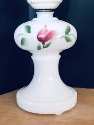 Porcelain Glass Hand Painted Floral Lamp 18.5” Tall Gorgeous ...