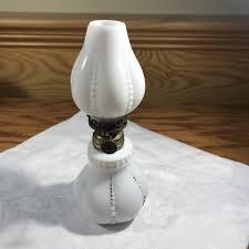 Antique Opaque Milk Glass Embossed Beaded Miniature Oil ...