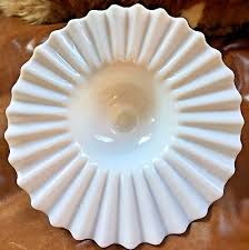 Hanging Milk Glass Oil Lamp Smoke Bell Heat Deflector Wide Ruffled Edge | eBay