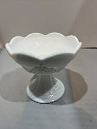 Vtg White Milk Glass Candle Holder Harvest Grape Pattern Indiana Colony 1950's | eBay
