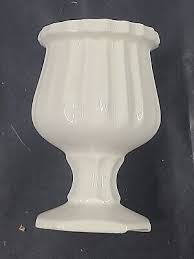Vintage Pedestal Vase White Satin Finish Pot Planter Tulip Shape | eBay