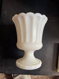 Vintage Inarco Grecian-Look Scalloped Edge Pedestal Milk Glass Planter/Urn/Vase | eBay