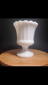 Vintage | Accents | Vintage Pedestal Milk Glass Scalloped Edge Vase Planter With Grecian Style Euc | Poshmark