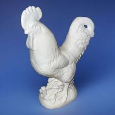 Heavy Ceramic Rooster Figurine Unpainted Handmade Farmhouse ...